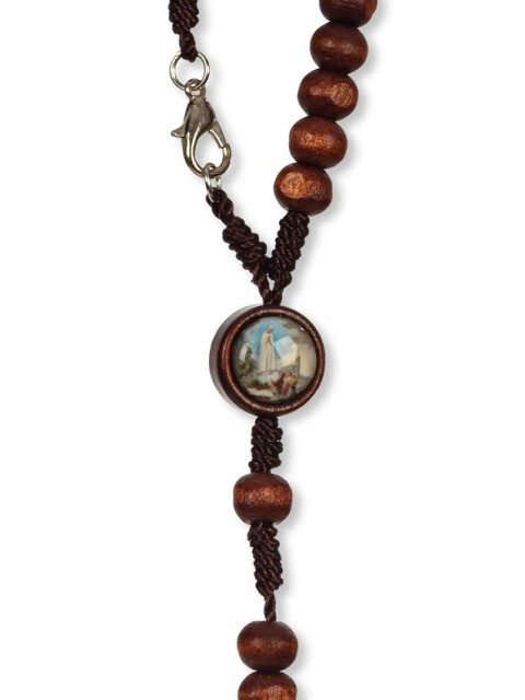 Rosary Wood Rope Father Our Metal Roses